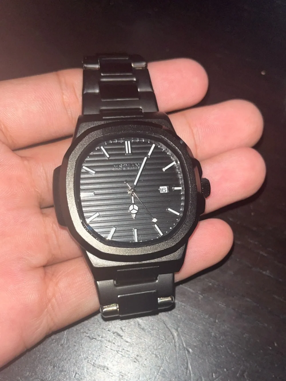 Men's Black Stainless Steel Bracelet Watch - Sleek All-Black Design
